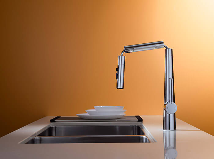 chrome kitchen faucet